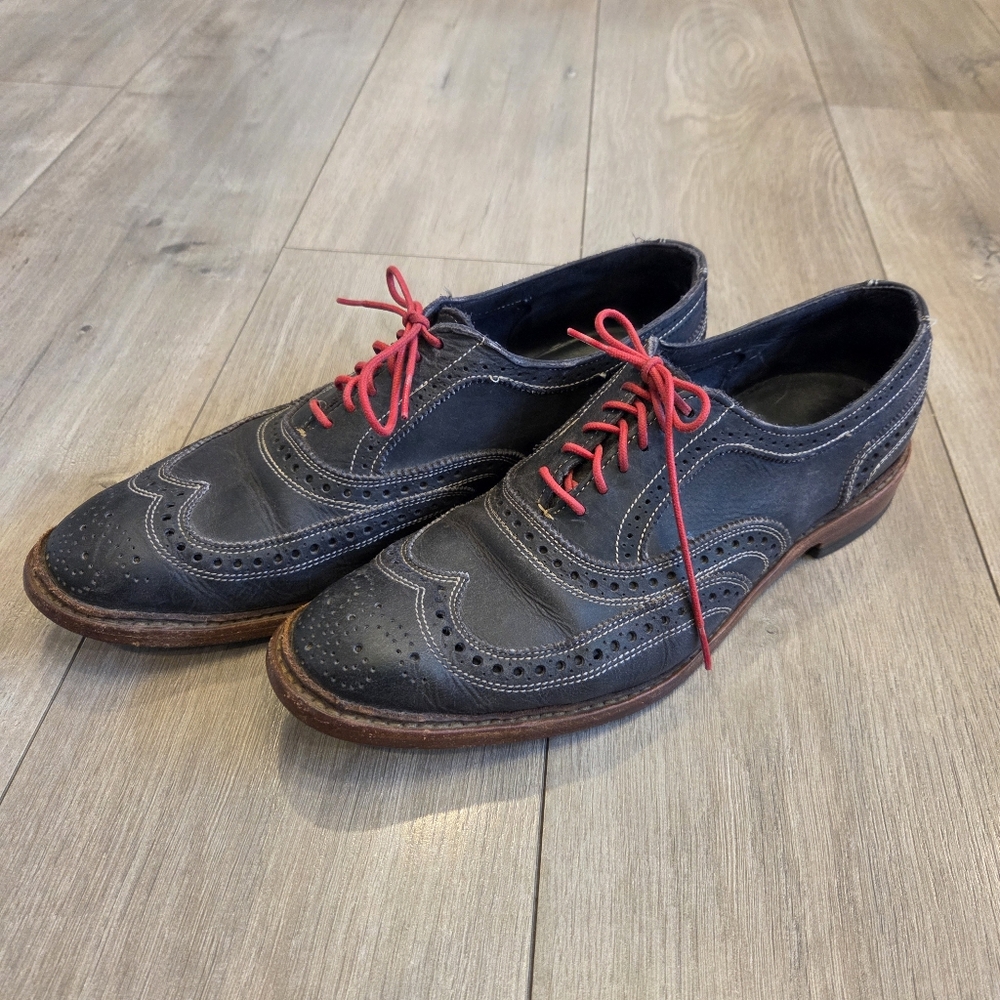Allen Edmonds Neumok Wingtip Oxford Dress Shoes Navy Blue Men's Size 11